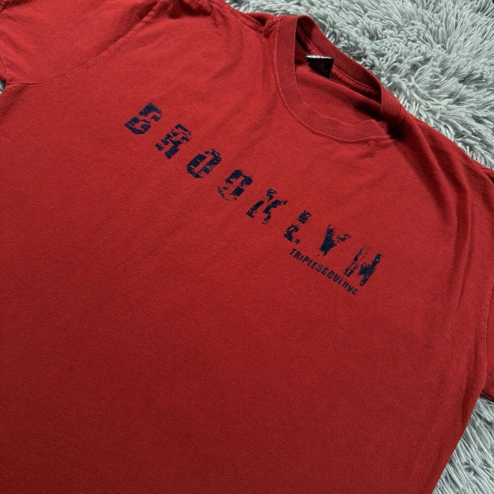 Vintage Triple Five Soul Shirt Large Red New York City Brooklyn 90’s Y2K Mens